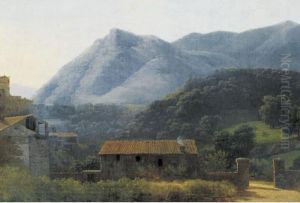 Italian Landscape With A Hillside Village by Jean-Joseph-Xavier Bidauld