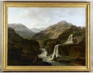 A Mountainous Landscape With A View Of Tivoli by Jean-Joseph-Xavier Bidauld