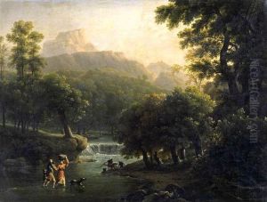Landscape With Figures Crossing A River by Jean-Joseph-Xavier Bidauld