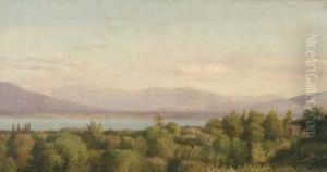 A View Of Lake Geneva With The Glaciers Of Mont Blanc Beyond by Jean-Joseph-Xavier Bidauld
