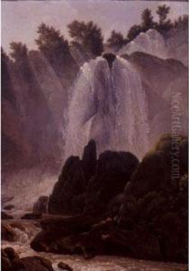 View Of The Falls At Tivoli by Jean-Joseph-Xavier Bidauld