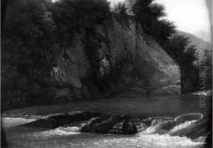 Cascades Dans Les Gorges De Civita Castellana by Jean-Joseph-Xavier Bidauld