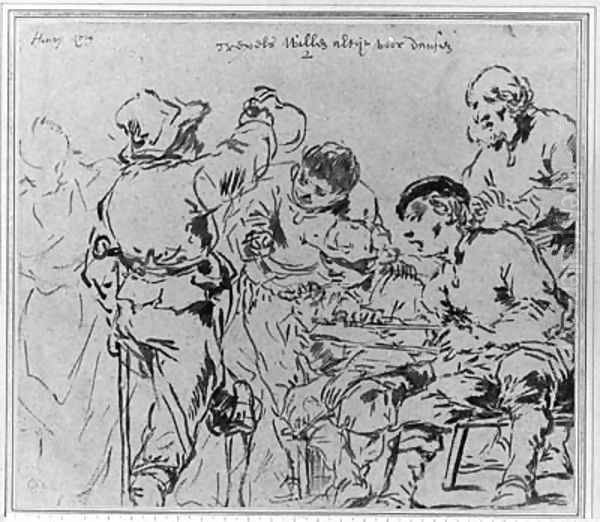 A Group of drinking and smoking Cripples - view 1