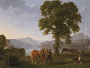 Pflugende Bauern Am Vierwaldstattersee