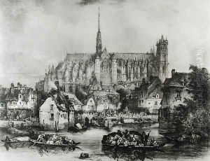 View of the Cathedral of Notre Dame, Amiens, from Pont Dudon by Eugene Balan