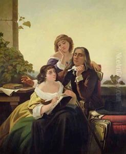 John Milton Composing Poetry by Leon Bortarel