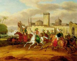 Scene de combat entre grecs et turcs lors de la Guerre d'Independance (1) by Charles Bellier