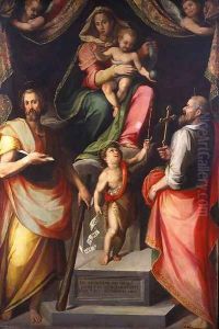 Madonna and Child Enthroned with Saints 1586 by Giovanni Maria Butteri
