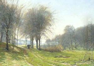 A Faggot Gatherer on a Country Lane by Johannes Boesen