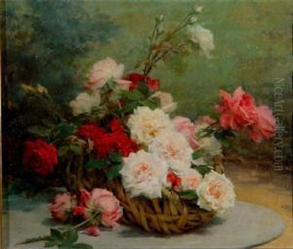 Still Life - Roses In A Wicker Basket - view 1