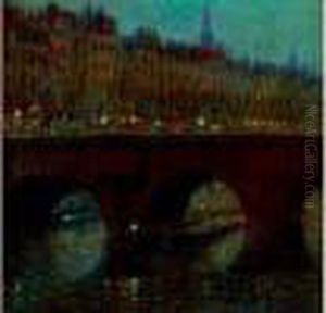 Paris, La Seine Au Pont Neuf, La Nuit by Marie-Gabriel Biessy