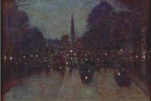 Paris Rue Royale, La Nuit, Effet De Lumiere by Marie-Gabriel Biessy
