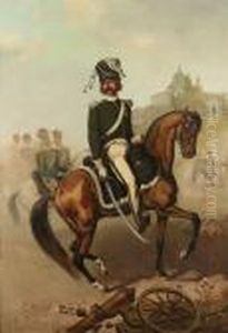 Polish Cavalry Officer On Horseback by Seweryn Bieszczad
