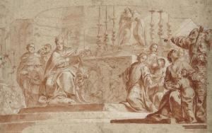 Pope Innocent Iv Consecrating The Church Of San Domenico,bologna by Vittorio Maria Bigari