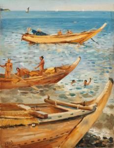 Pecheur Dans La Mer Du Japon by Georges Ferdinand Bigot