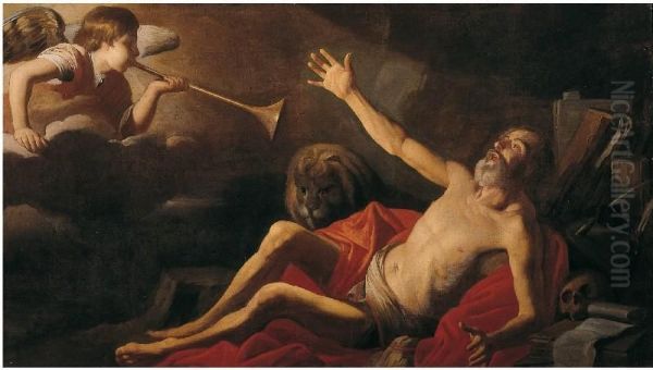 San Gerolamo Ode La Tromba Del Signore, Xvii Secolo
 Olio Su Tela, Cm. 122x213 - view 1