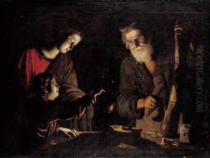 The Virgin And Child With Saint Joseph At The Work Bench by Trophime Bigot
