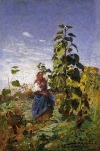 Young Wife Among Sunflowers Young Wife Among Sunflowers