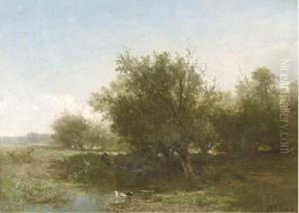 An Angler In A Summer Landscape - view 1