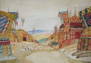 Projet De Decor Pour <
Polovetskii Stan > Dans L'opera <prince Igor > D'alexander Borodin by Ivan Iakovlevich Bilibine