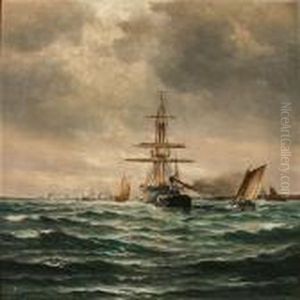A Tug Towing A Large Sailing Ship Out Of Copenhagenharbour