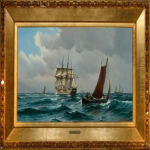 Marine With The Danishfrigate Jylland And Other Ships On Open Sea