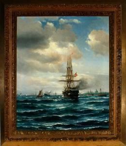 Marine With Several Ships In Copenhagen Harbour