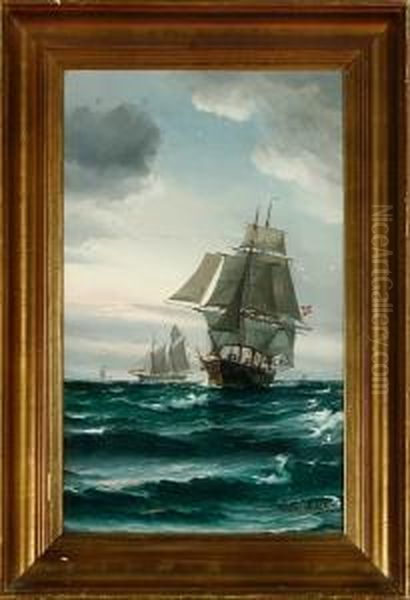 Marine With Danish Sailing Ships In Heavy Sea - view 1