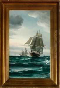 Marine With Danish Sailing Ships In Heavy Sea