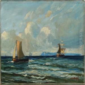 Marine With Ships At Sea by Willy Bille