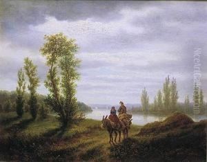 Paisaje Catalan Con Viajeros