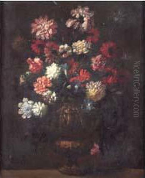 Fleurs Dans Un Vase Sur Un Entablement - view 1
