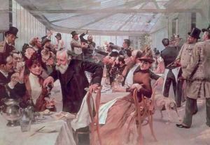 Scandinavian Artist's Luncheon at Cafe Ledoyen on Varnishing Day, 1886 by Hugo Birger