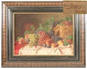 Fruchtestilleben Mit Roten Und Weisen Weintrauben,pfirsichen, Pflaumen Sowie Paprika by Alois Binder