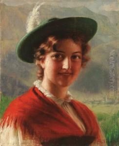Portrait Of A Bavarian Beauty by Alois Binder