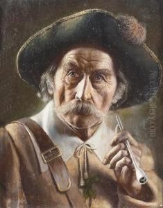 Portrat Eines Mannes Mit Meerschaumpfeife.
