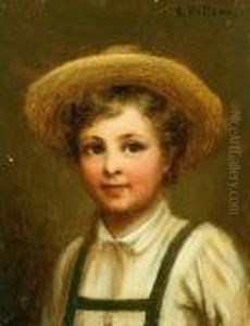 Portrait Eines Lachelnden Knableins Mit Strohhut