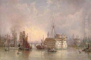 A busy day in the Pool of London by Hugo Birger