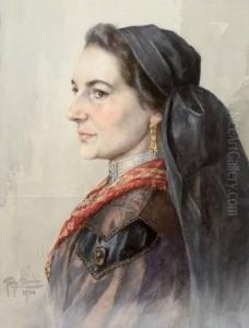 Portrait Einer Jungen Frauin Der Tracht Um Braunau by Tony Binder