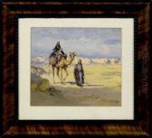 Junge Beduinin Miteinem Kamelfuhrer Durch Die Wuste Reitend by Tony Binder
