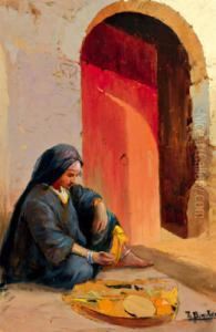 Sitzendes Arabermadchen Mit Zitrusfruchten by Tony Binder