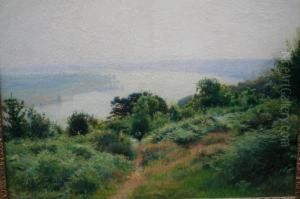 Paysage Anime En Bord De Seine Pres De Rouen by Victor-Jean-Baptiste-Barthelemy Binet