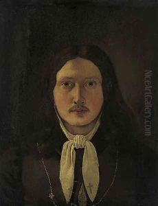 Selbstbildnis en face 1819 by Ditlev Conrad Blunck