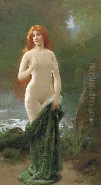 A nymph by a woodland pool - view 1