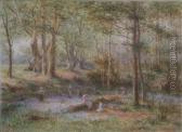 Children Picking Bluebells - view 1