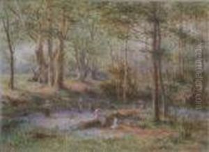 Children Picking Bluebells by James Georges Bingley