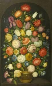 Mixed Bouquet In A Vase In A Niche