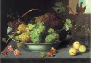 Nature Morte Au Bol De Raisins Et Trois Oiselets by Peter Paul Binoit