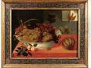 Bol De Raisins, Fruits Et Oiseaux by Peter Paul Binoit