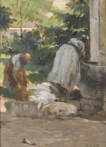 Wascherinnen Am Brunnen by Nicola Biondi
